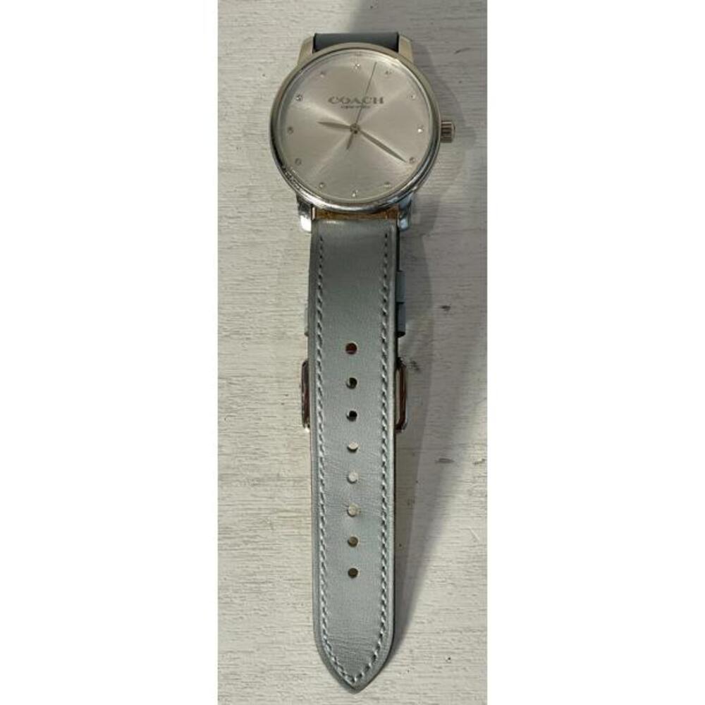Coach Grand Watch With 36mm Silver Face & Blue Tone Leather Band 14503973 - Picture 2 of 3